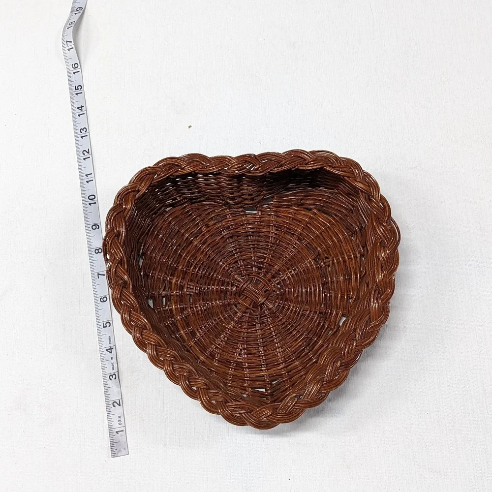 Cottagecore Vintage Wicker Heart Nesting Baskets Set of 3 Wall Decor Boho‎